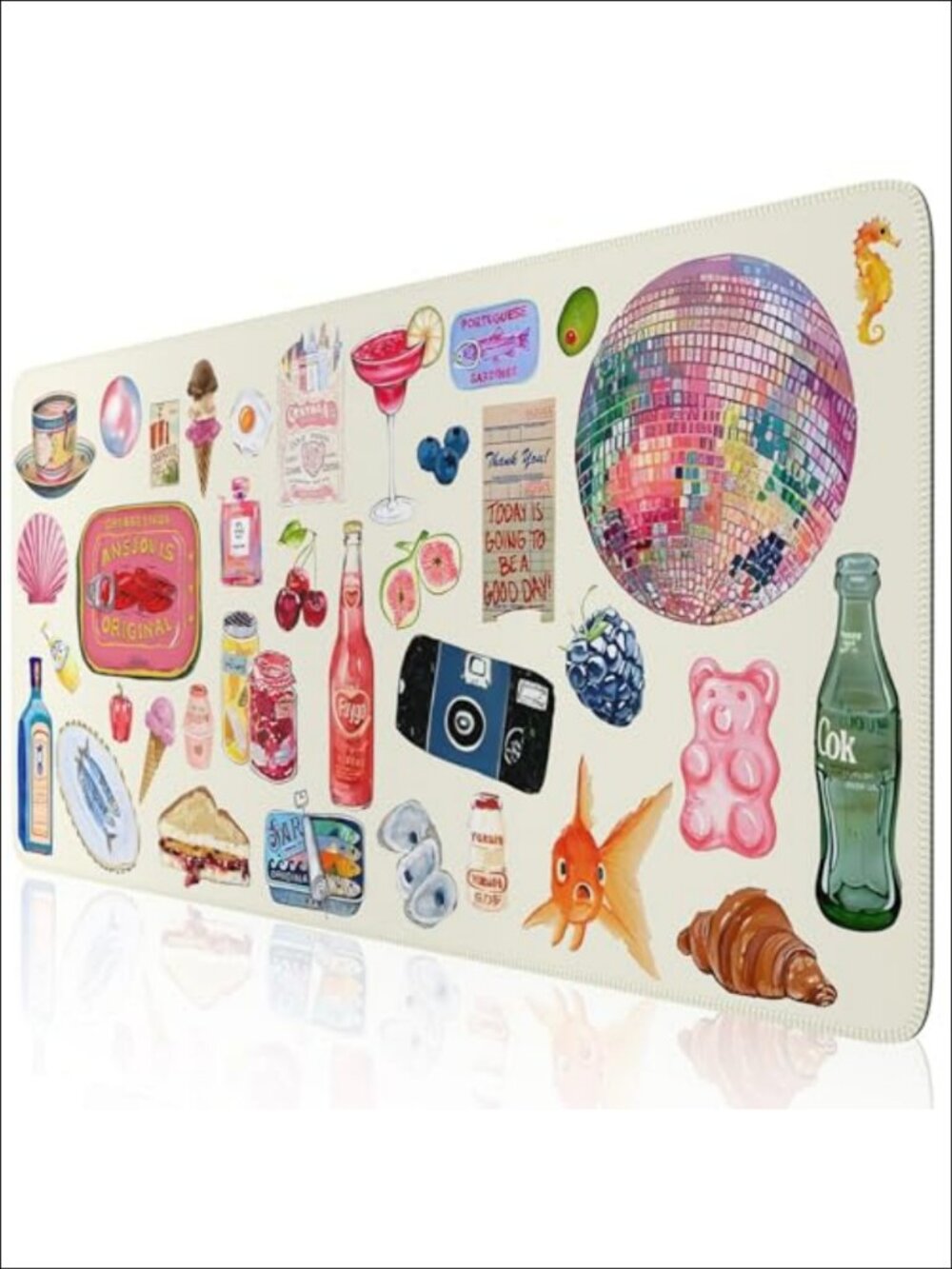 Large Desk Mat Mouse Pad Lycra Rubber Watercolor Sticker 35.4x15.7in